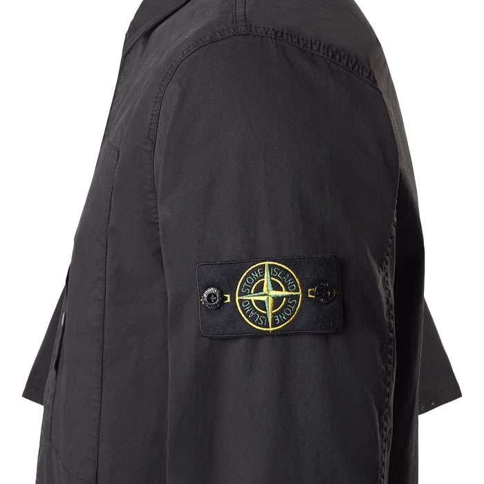 Рубашка черная Stone Island Supima Cotton Twill Stretch TC Overshirt 