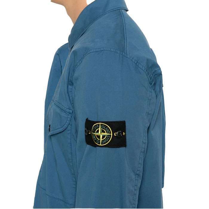 Рубашка голубая Stone Island Supima Cotton Twill Stretch TC Overshirt 