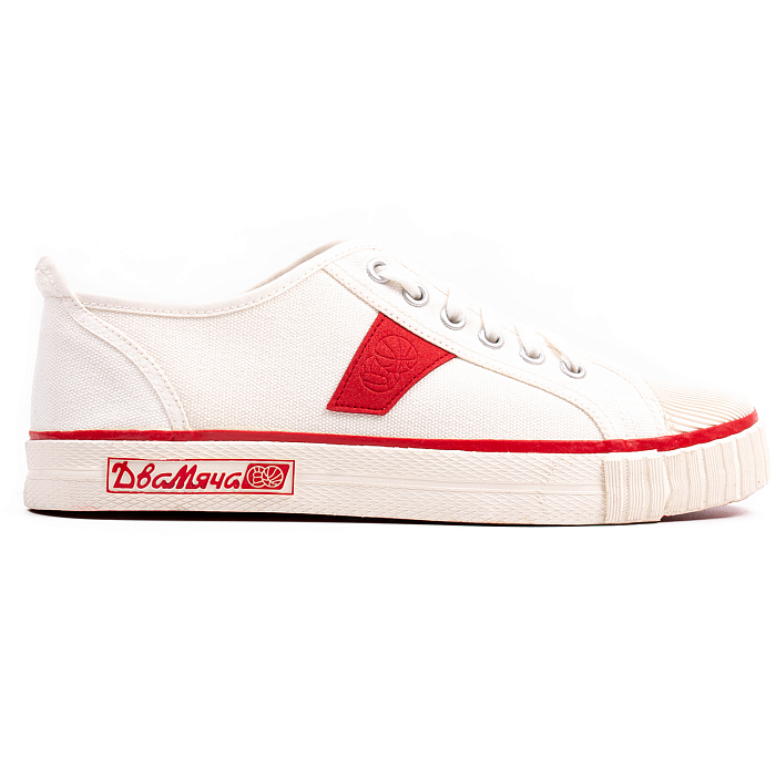 Кеды Два мяча 1976-09 низкие бело-красные