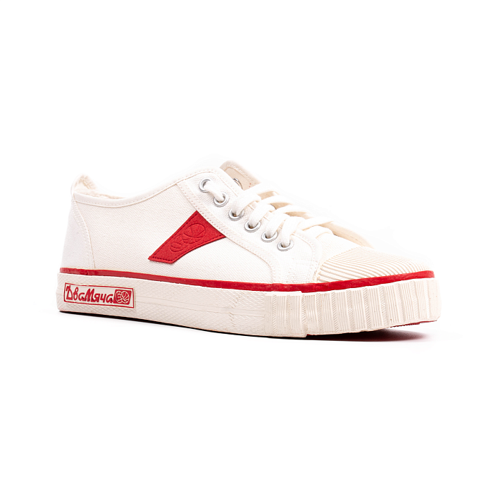 Кеды Два мяча 1976-09 низкие бело-красные